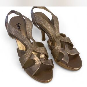 Gold Heels with Elegant Straps and Slingback Design